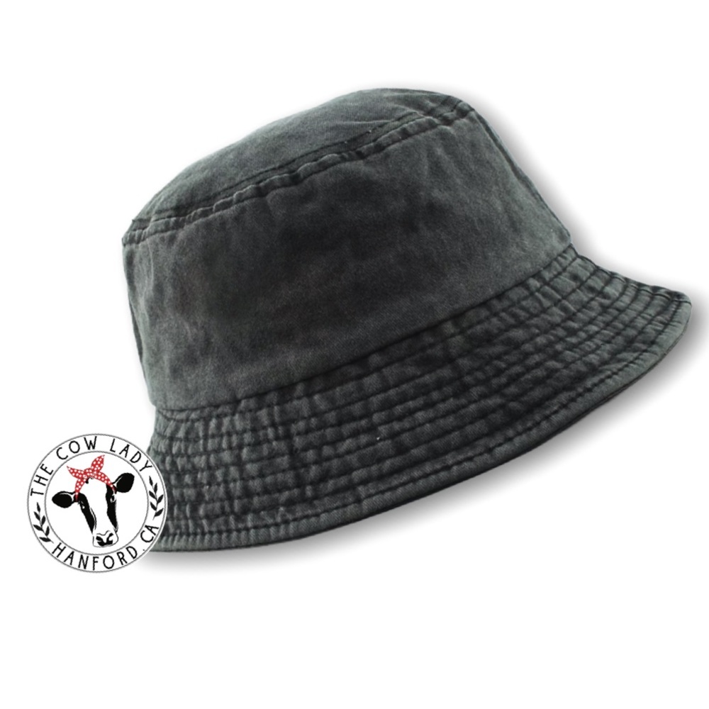 Black Comfy Denim Bucket Hat Fisherman Cap Boho